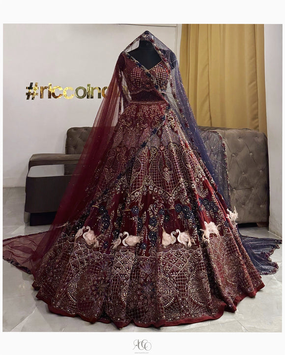 Bridal lehengas online in wine colour