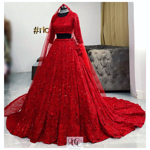 RED TRAIN LEHENGA