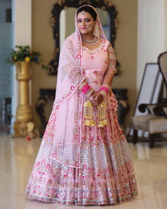 PINK GOTA & RESHAM WORK BRIDAL LEHENGA