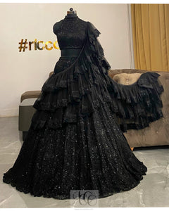 BLACK LEHENGA WITH COUTURE DUPATTA