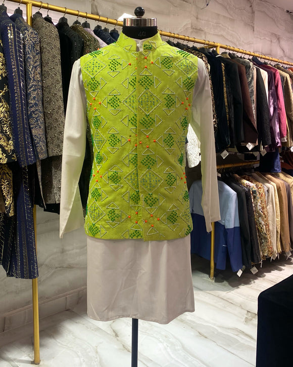 Men's waistcoat with neon beading