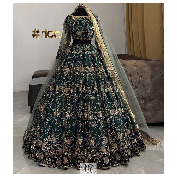 GREEN LEHENGA WITH TASSEL DUPATTA