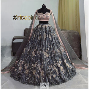 PINK & GREY LEHENGA