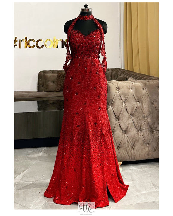 Buy BODYCON HALTERENECK RED EVENING DRESS for Women Online in India