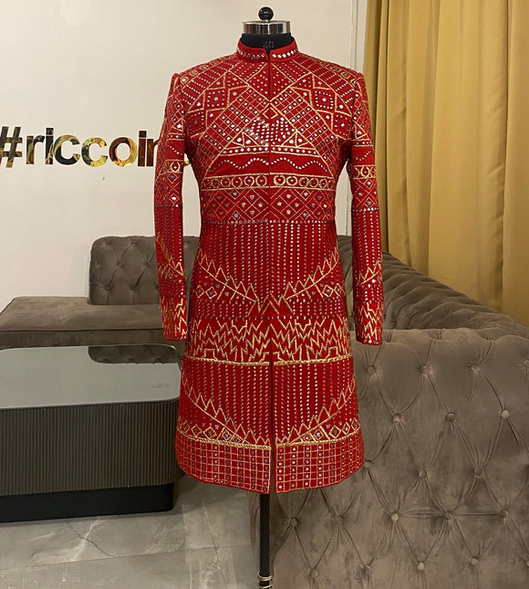 Red sherwani