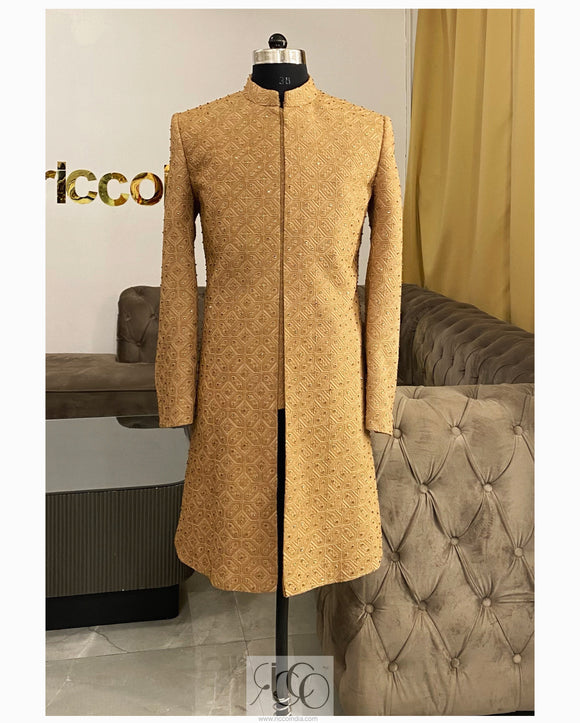 EMBROIDERED BROWN SHERWANI