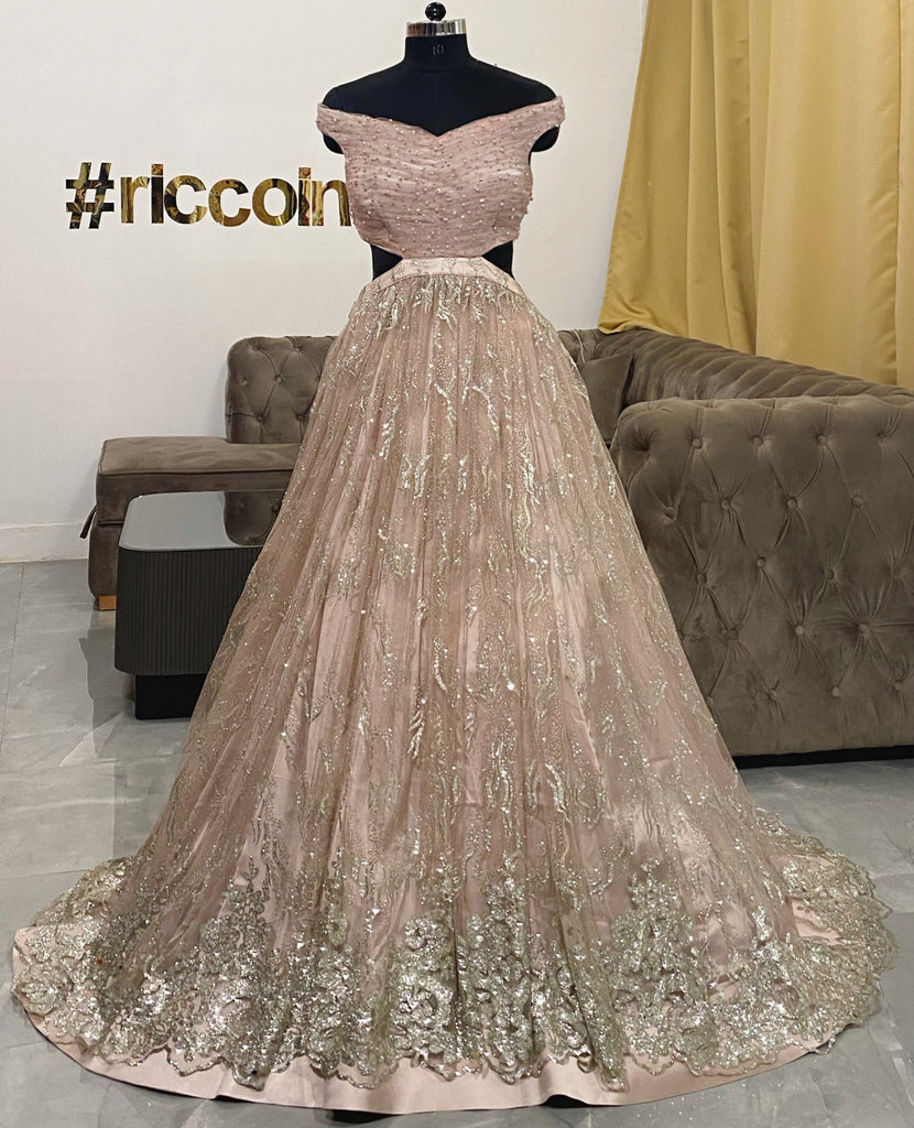 Rosegold glitter gown – Ricco India