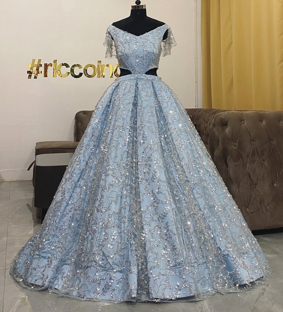 Blue structured gown