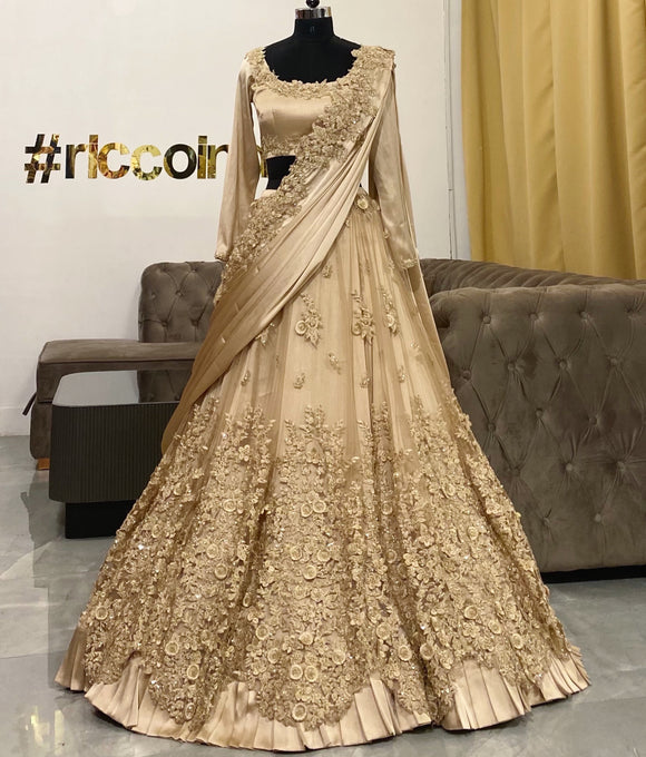 Beige saree gown