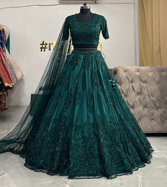 EMRALD GREEN LEHENGA