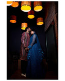 Teal Lehenga with feather dupatta