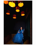 Teal Lehenga with feather dupatta