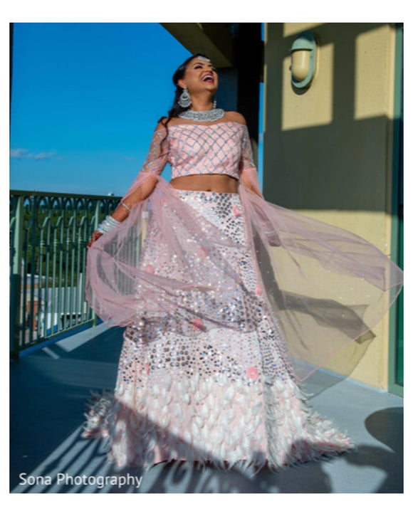 Feather train baby pink droptop skirt