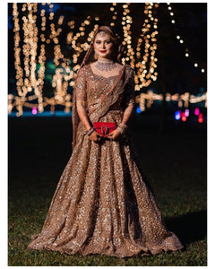 Copper bridal lehenga