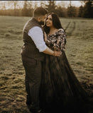 Black lace train gown