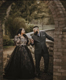 Black lace train gown
