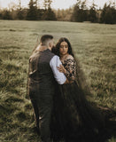 Black lace train gown