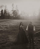 Black lace train gown