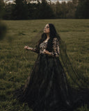 Black lace train gown