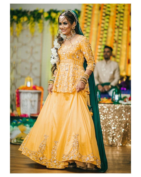 Buy Indian Yellow Flared Anarkali Gown With Dupatta, Haldi Ceremony Party  Wear Dress for Girls, Pakistani Beautiful Ruffle Maxi Outfit for Women  Online in India - Etsy