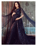Black gown with shoulder capes