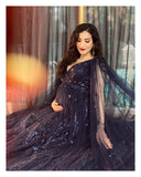 Black gown with shoulder capes