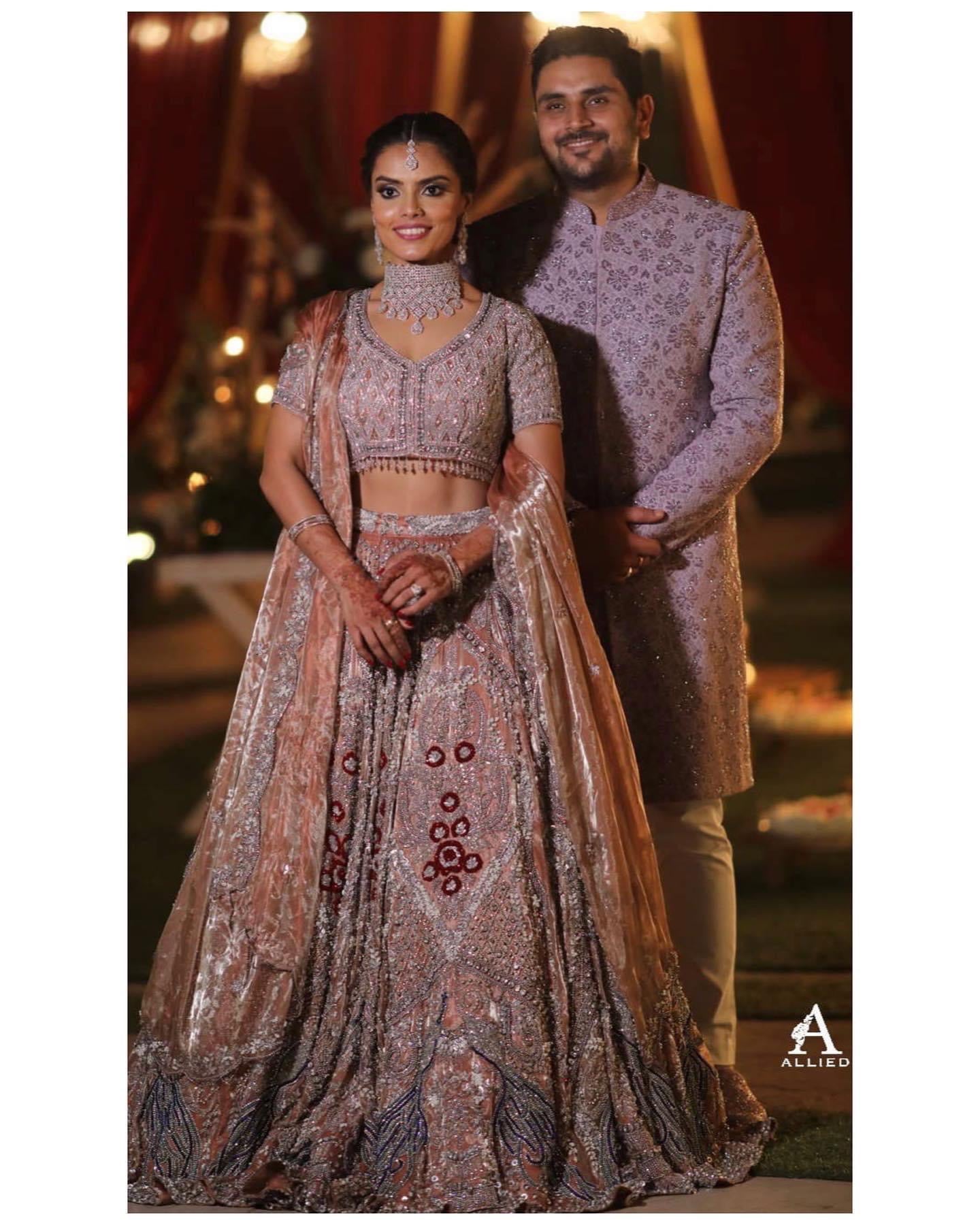 Rust copper lehenga sherwani - Main Image