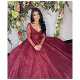 Burgundy  ball-gown