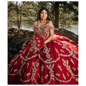 Red ball gown