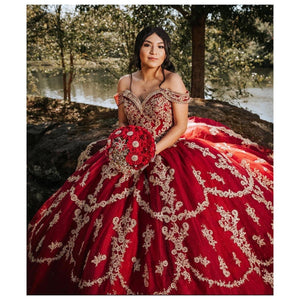 Red ball gown