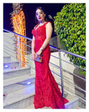 Red mermaid gown