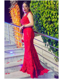 Red mermaid gown