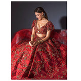 RED COUTURE LEHENGA WITH VEIL