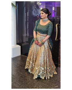 Green & gold lehenga