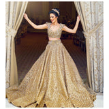Dark gold crop-top skirt