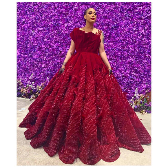 Gorgeous Indian Dresses Long Formal Red Evening Gowns Sheer Straps Court  Train Ruched Chiffon Lace Appliques Prom Dress With Ribbon From 155,29 € |  DHgate