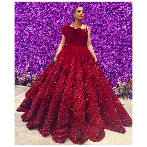 Red ball gown