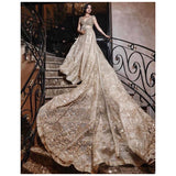 Gold lehenga with detachable train