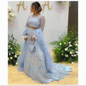 Blue train lehenga