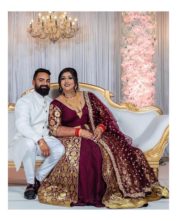 Maroon bride groom set Ricco India