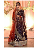 Blue Banarasi lehenga with 2 dupattas