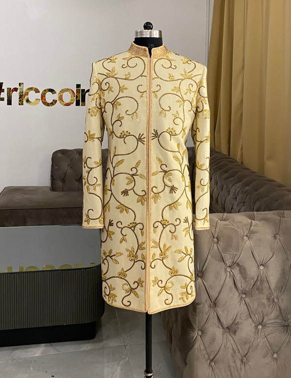 CREAM PEACH SHERWANI