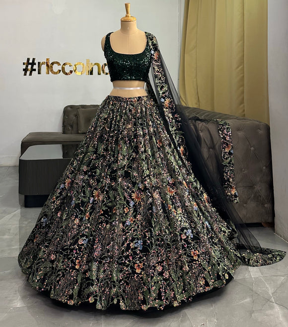 GREEN BLACK LEHENGA