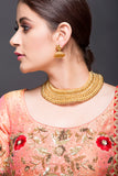 Gold choker necklace with jhumki