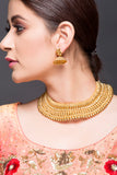 Gold choker necklace with jhumki
