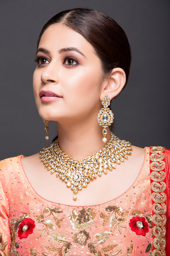 Kundan Necklace With Pearl Drop