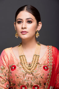 Kundan & Pearl Layered Necklace with Earrings