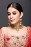Gold Necklace with Kundan & Pearl Drop