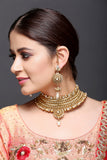 Gold Necklace with Kundan & Pearl Drop