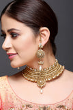 Gold Necklace with Kundan & Pearl Drop